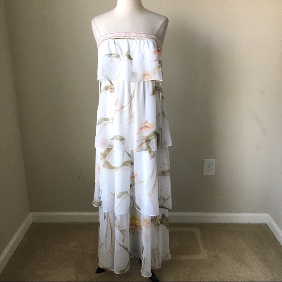 White House Black Market Dresses & Skirts - Strapless floral tiered maxi dress